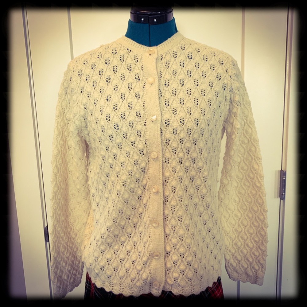 Vintage Cream Pointelle Cardigan